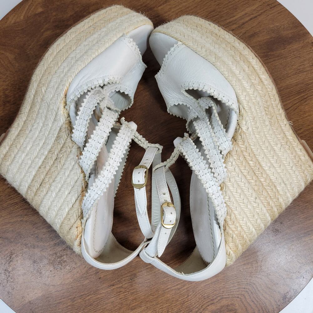 Balenciaga Womens Arena Wedge Sandals 39 US 9 White Strappy Espadrille Platform - Picture 11 of 14